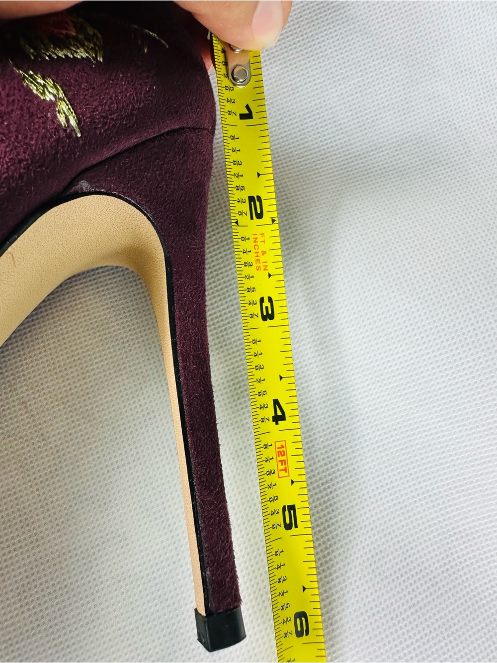 bebe Burgundy Floral Embroidered Pointed-Toe Ankle Booties - Picture 10 of 15